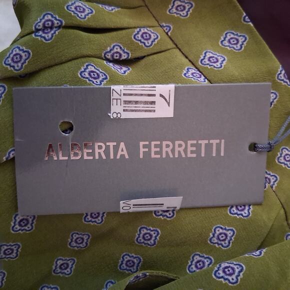 Alberta Ferretti Purple Green Paisley Pencil Skirt Size 10 NWT 100% Silk Italy - Picture 9 of 10